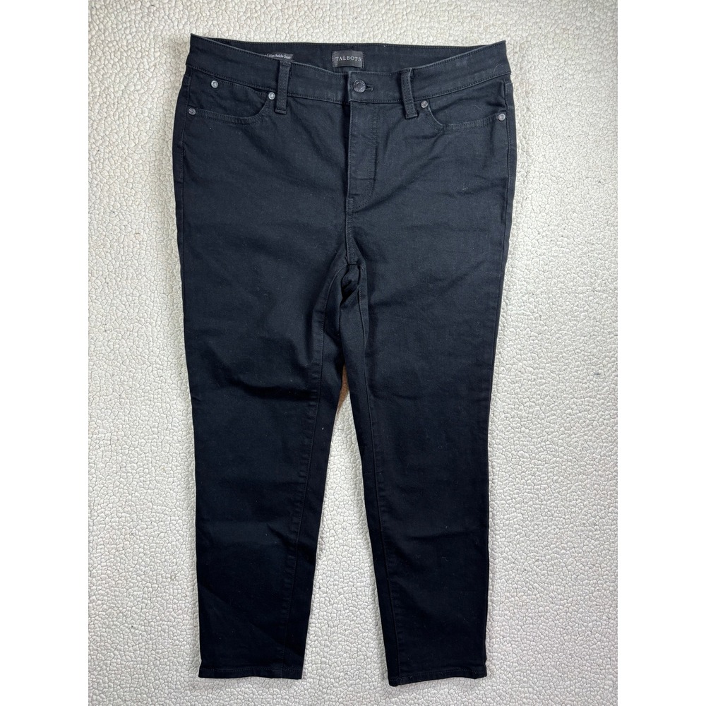 Talbots Slim Ankle Jeans Women's Size 10p Black Classic Stretch Slim Fit Jeans